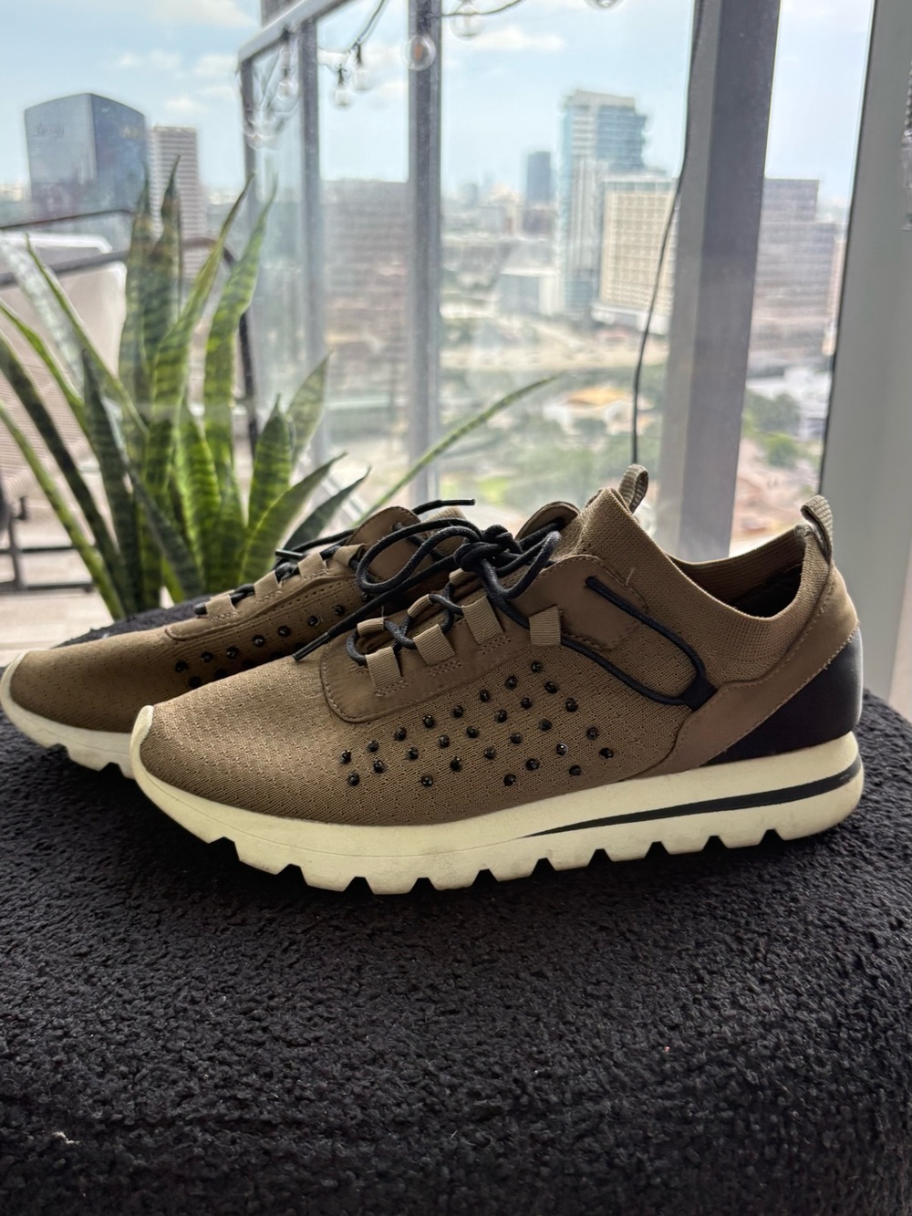 stradivarius Taupe and Black Women's Knit Sneakers